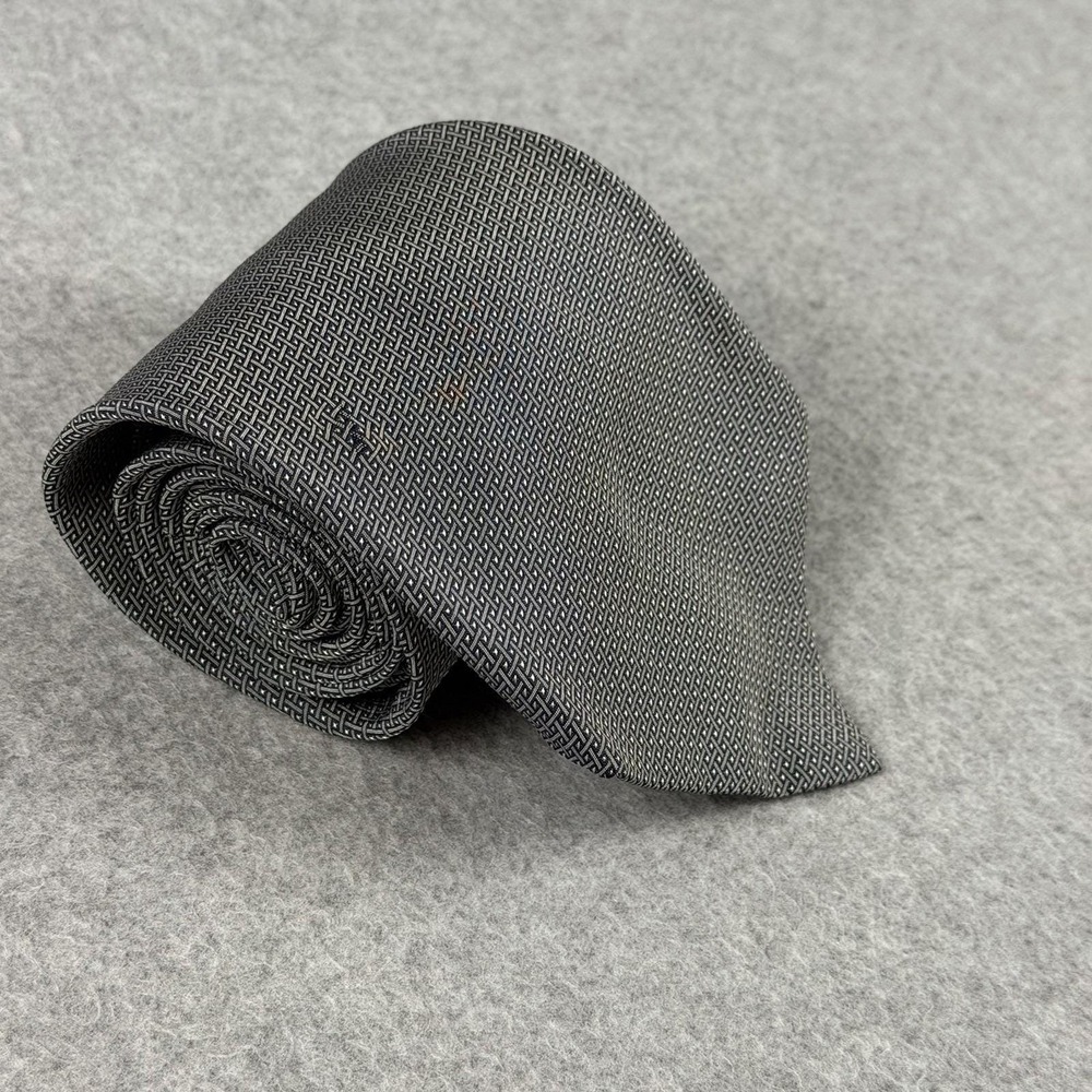 Vintage Garrick Anderson Gray Geometric Silk Tie Made USA 56x4"